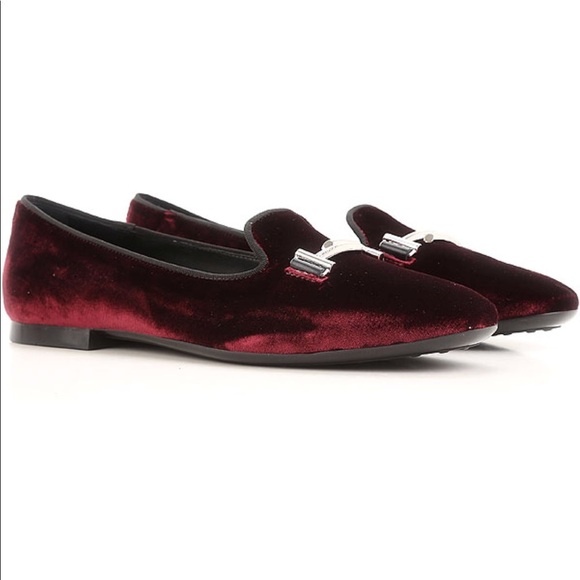Wine velvet loafer flats